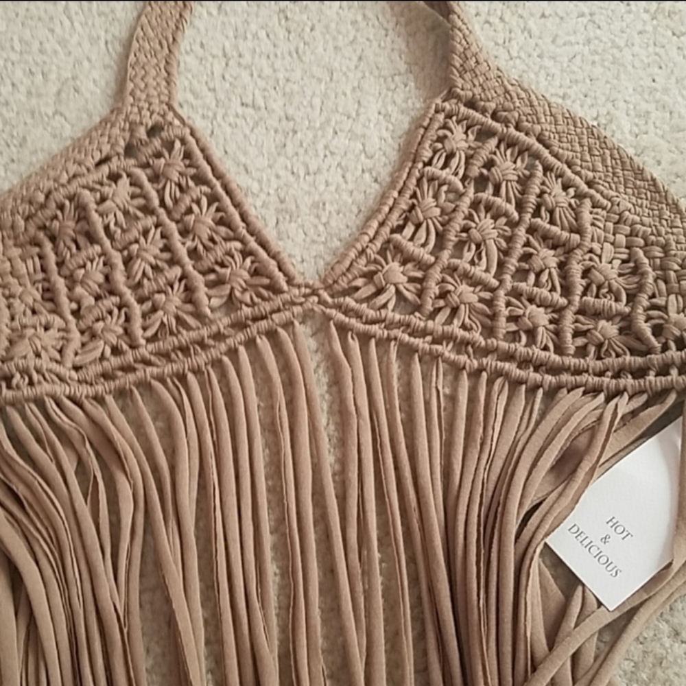 **Fashion Nova Crochet Stringy Top